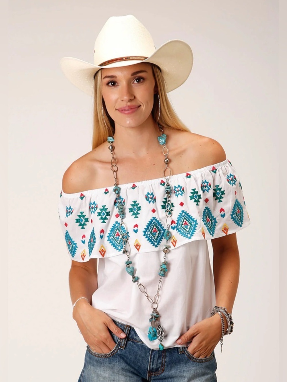 Stetson Womens Bright Schiffli Lawn White 100% Cotton Size XL